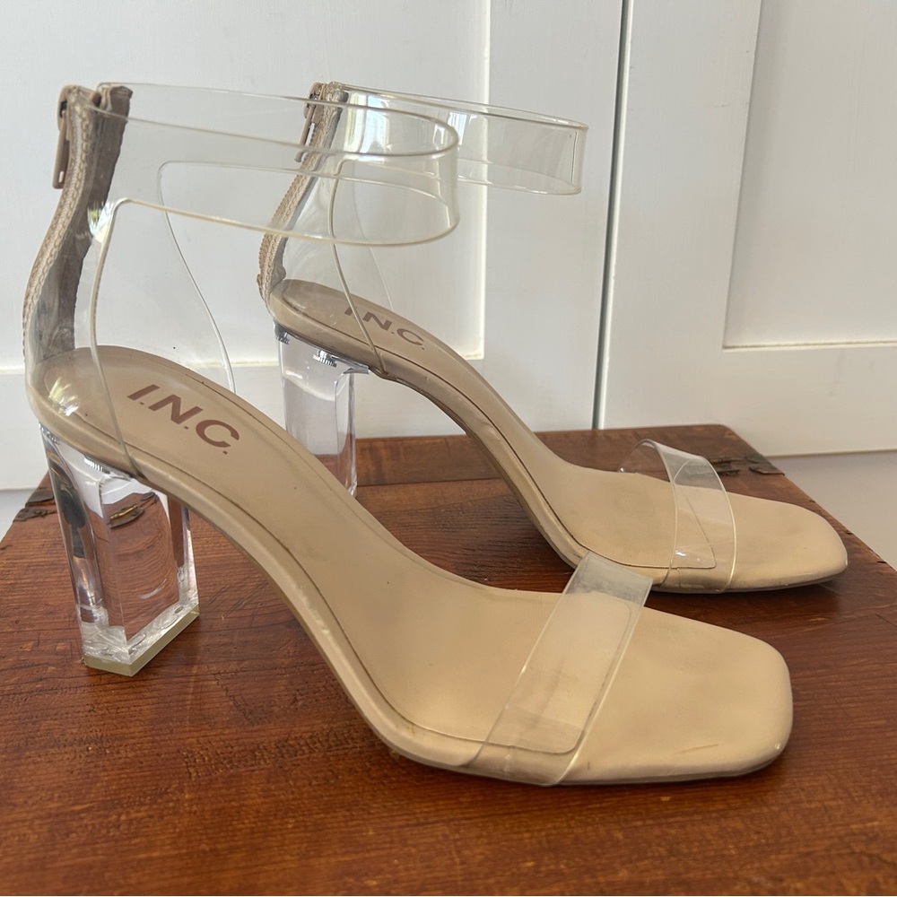 INC International Concepts Makenna Two-piece Clear Vinyl Dress Sandals 7.5